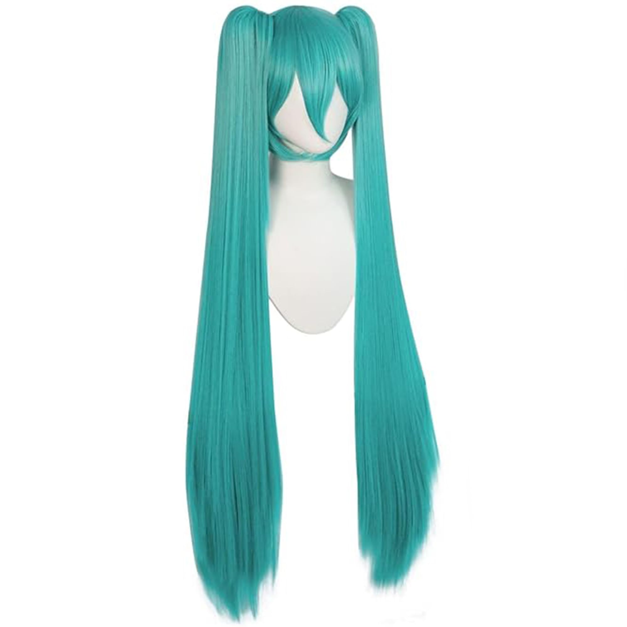 Green Cosplay Wig for Women with Two Detachable Ponytail 47 Inch / 120cm Long Hair Long Straight Synthetic with Bangs for Halloween Costume Party Anime (Green) - Image 3