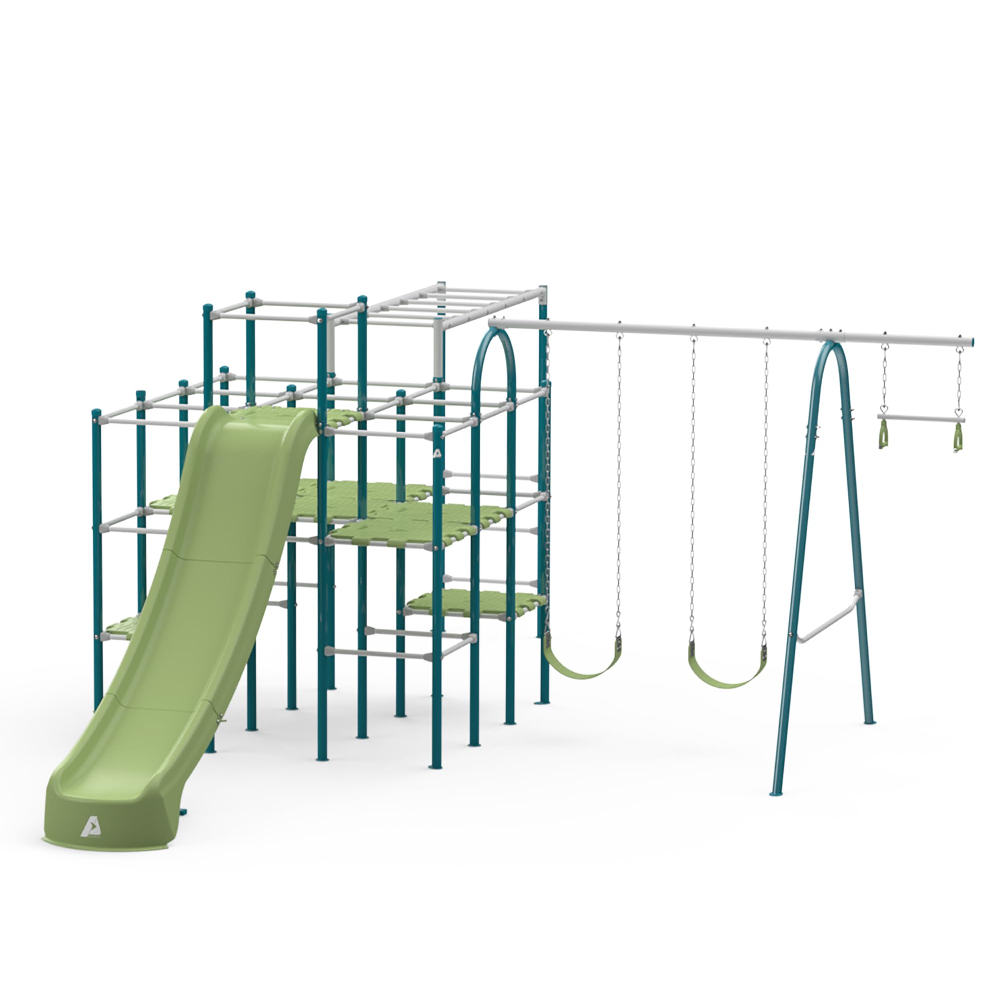 Modular Jungle Gym Set for Kids by ACTIVPLAY, Outdoor Playset, Swing, Slide, Monkey Bars, Rust Resistant, No Pinch Joints, Adjustable Platforms with Safety Grooves, Heavy Duty Metal Frame