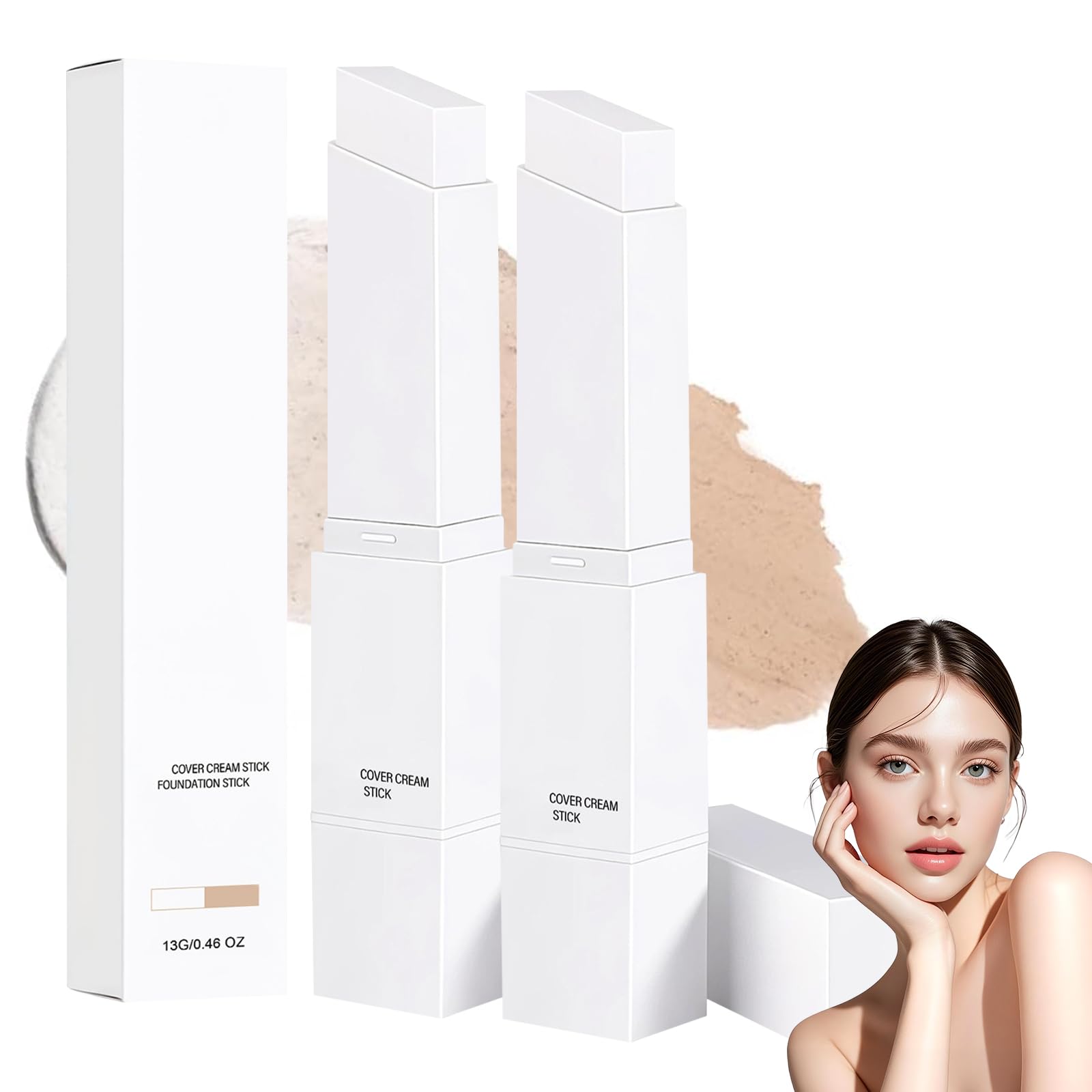 Clarea Paris,Clarea Fond De Teint 2-En-1 Avec Pinceau Intégré,Fond De Teint Clarea 2 En 1,Imperméabilisation Durable, Convient À Tous Les Types De Peau (Naturel)