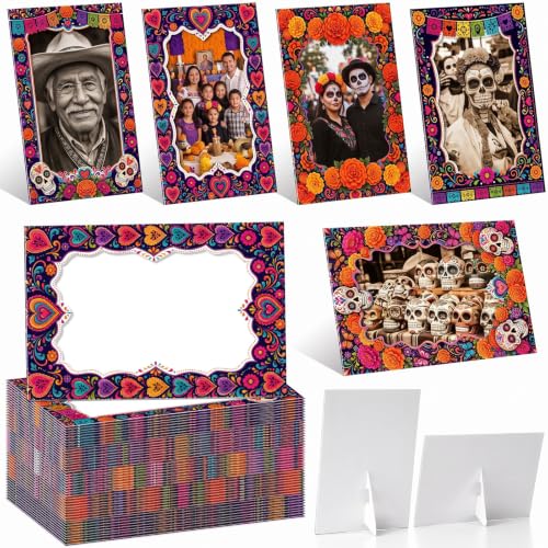Image of AmazingSpark 50 Pack Paper Photo Frames, 5 Bowtie Designs for Party Decor | Bowtie Cards with Patriotic Stripes, Western Wood Patterns, Self-standing for Classroom, Camping, Graduation, Weddings