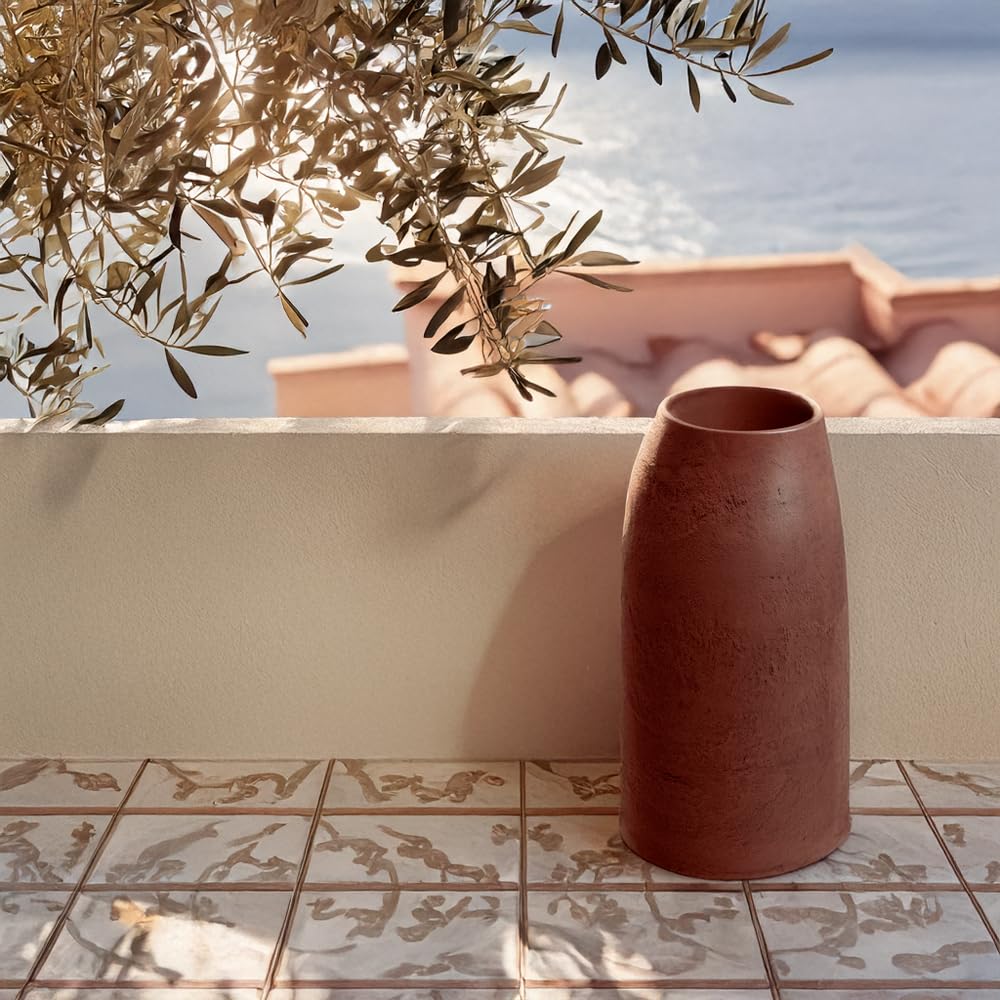 Blumentopf EPOCCO 38x70 cm Red Ochre | Mit Pflanzeinsatz, antike Keramikoptik, für Garten Terrasse und Innenbereich, wetterfest, langlebig, dekoratives Design