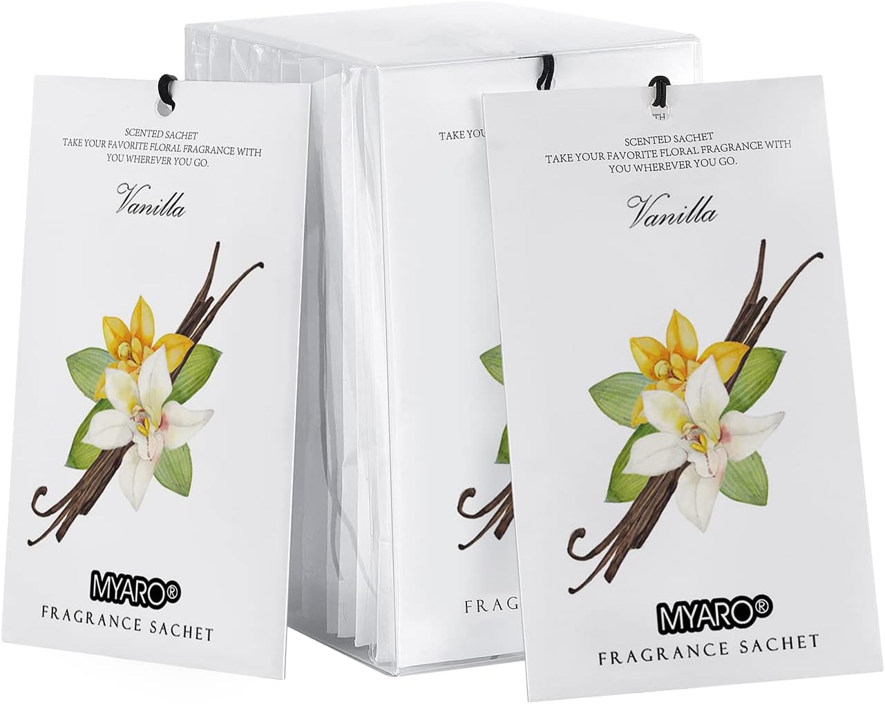 MYARO 12 Packs Vanilla Scented Sachets for Drawer and Closet, Long-Lasting Sachets Bags Air Freshener Fresh Scents, Potpourri Bags Home Fragrance for Lover
