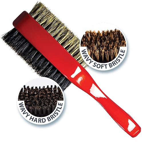 Miniatura 3 de Cepillo ondulado de 2 vías de doble cara duro y suave cerdas de jabalí natural de alta calidad (curvado, club)