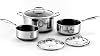 HexClad Hybrid Nonstick 6-Piece Pot Set, 2, 3, and 7.5 Litre Pots with Tempered Glass Lids, Stay-Cool Handles, Induction Ready, Compatible with All Cooktops