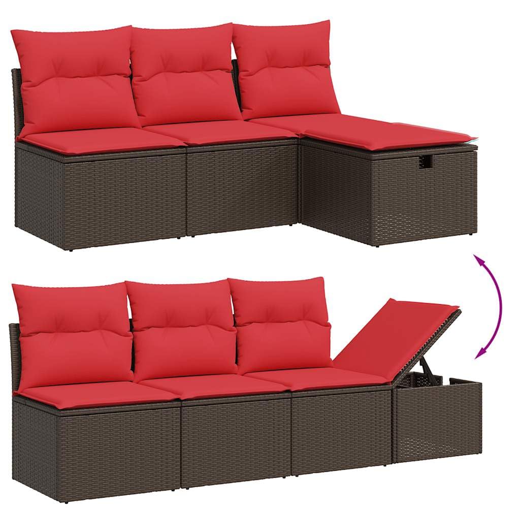 Set Divani da Giardino 9 pz con Cuscini Marrone Polyrattan Rattan Intreccio Resistente per Relax Cena e Conversazione in Esterno