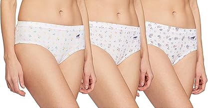 ONCH Womens Pure Cotton Printed Inner Elastic Panties - White (Pack of 3)