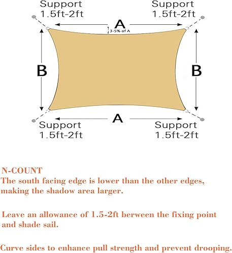 Miniatura 3 de Toldo Vela de Sombra Rectangular de Tamaño Personalizado de 6' x 7' Negro para Patio Jardín Trasero Césped Jardín Actividades al Aire Libre Malla de