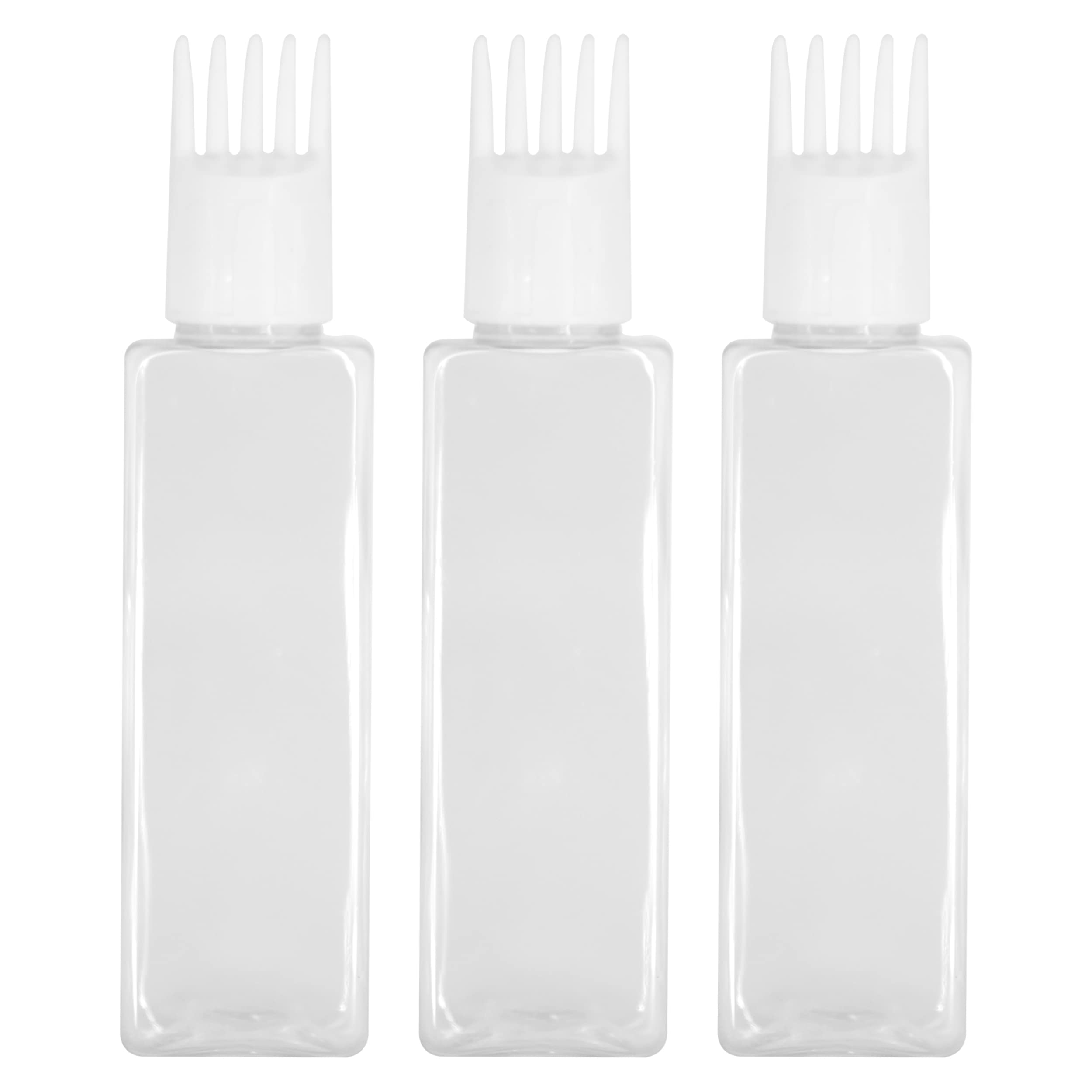 Empty Hair Root Comb Applicator Bottle, Refillable Bottle for Applying Hair Oil Shampoo & Medicines, Empty Comb Cap Bottle, Rectangular Container Bottle, White, 100 ml, Pack of 3-image-32