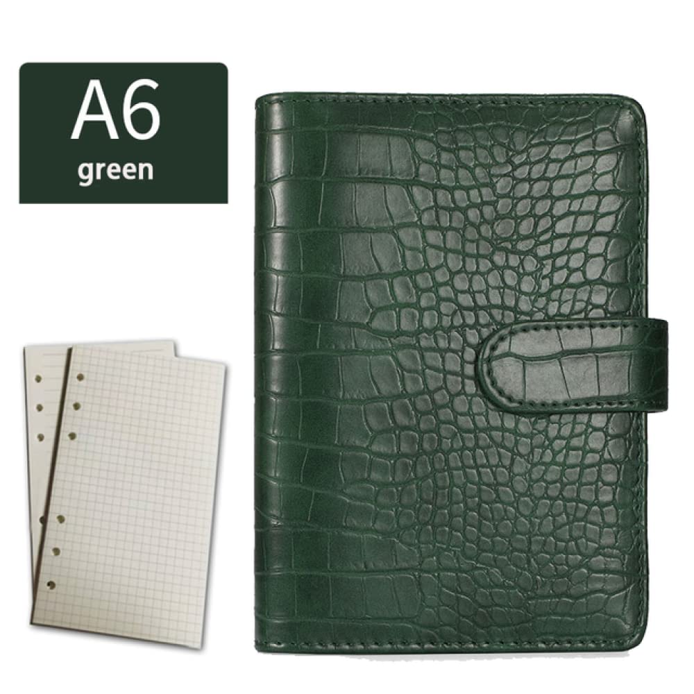 Couverture Agenda A6 En Simili Cuir Crocodile - 6 Anneaux, Motif Rose, Pour Planificateur Et Carnets - 11
