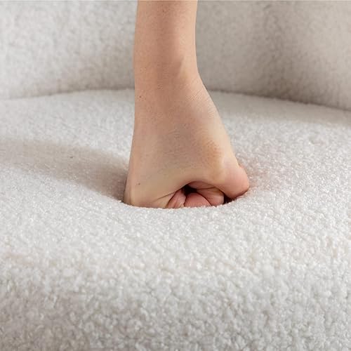 Miniatura 5 de LukeAlon Juego de 2 taburetes modernos de sherpa de altura de mostrador, taburetes de bar tapizados de 26 pulgadas de altura de asiento con patas de