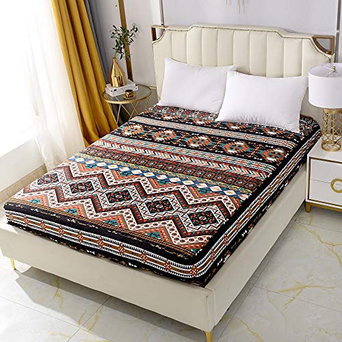 Image of Bedding Fitted Sheet with Deep Pocket Mattress Cover Sheets,Boho Design Printed Fabric Bed Sheets (Brown(Boho), Full)