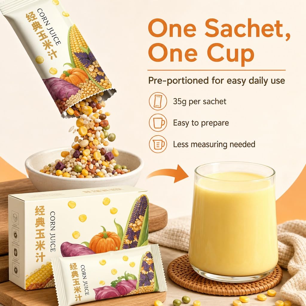 Confezione Mista Di Succo Mais A 7 Gusti, 35 G X 14 Buste For Frullatore E Macchina For Latte Soia, Ingredienti Facili Nutrienti For La Colazione, Pronti Da Frullare