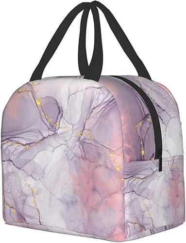 Miniatura 3 de Bolsa de almuerzo de mármol verde pintura abstracta aislada lonchera reutilizable bolsa de almuerzo portátil comida contenedor bolsa de mano para