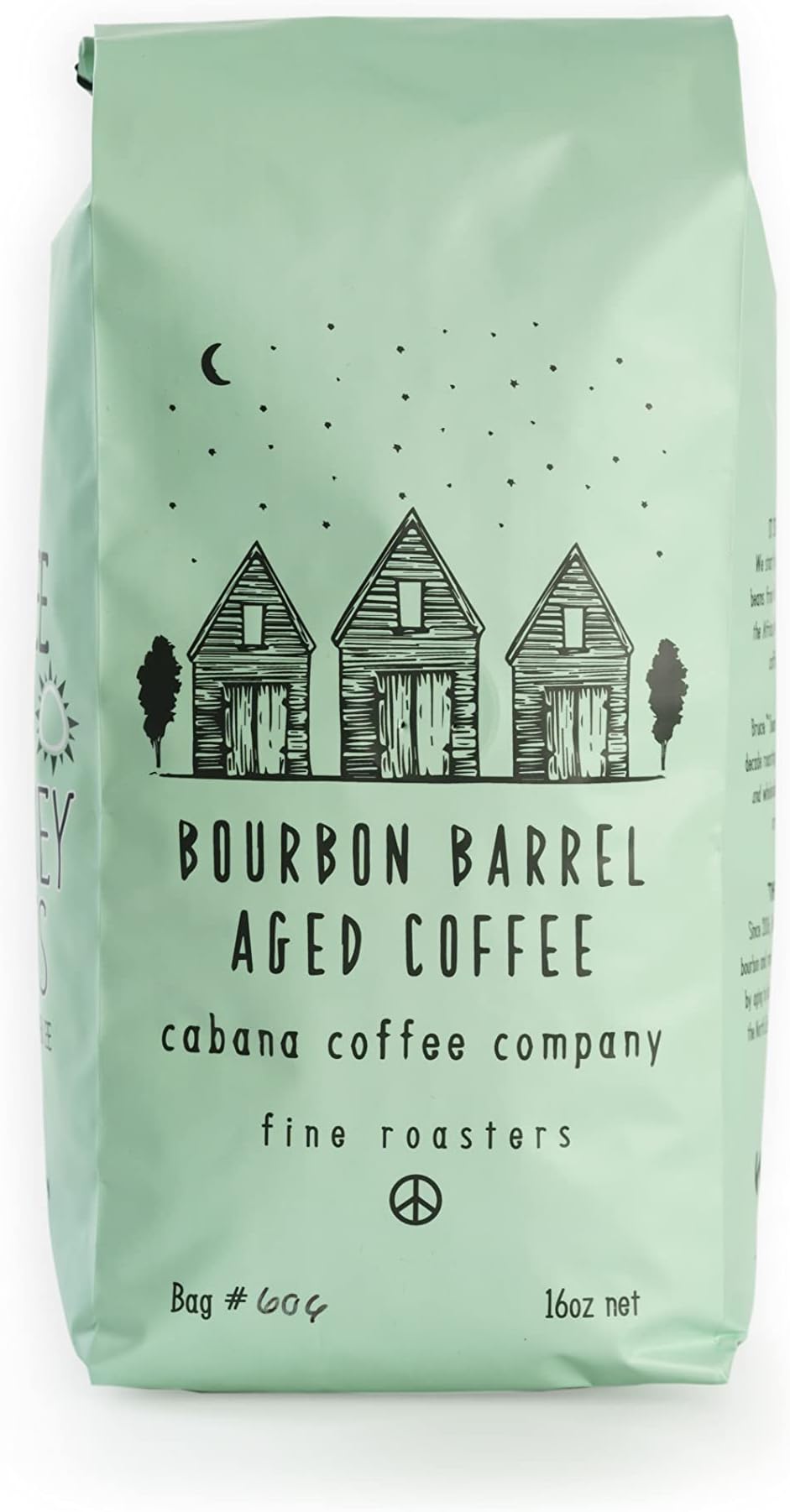 Cabanna Coffee Company Bourbon Barrel Infused South American Beans - Aged in Kentucky Whiskey Barrels - Roasted in Small Batches - 12oz (Bourbon, Medium Ground)
