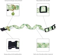 Vista 4 de Collar de perro de algodón hecho a mano para perros pequeños, medianos y grandes, margarita verde con colgante, collares de perro lindos (pequeño)