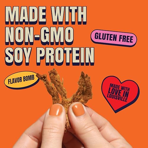 Miniatura 3 de Louisville Vegan Jerky - Buffalo Hot Wing Carne vegana y vegetariana - Cecina para morder los labios - Snacks veganos altos en proteínas sin gluten,