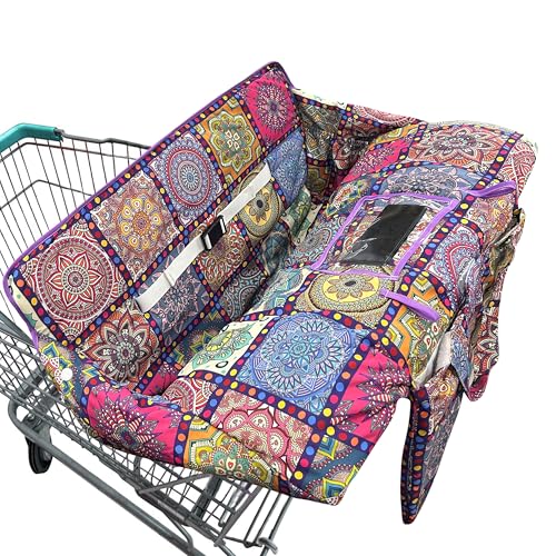 Shopping Cart Cover for Baby,2-in-1 Baby Cart Covers with Portable Cloth Bag Cart Seat Pad for Babies Grocery Cushion Cover Restaurant,Suitable for All Supermarkets and Restaurants