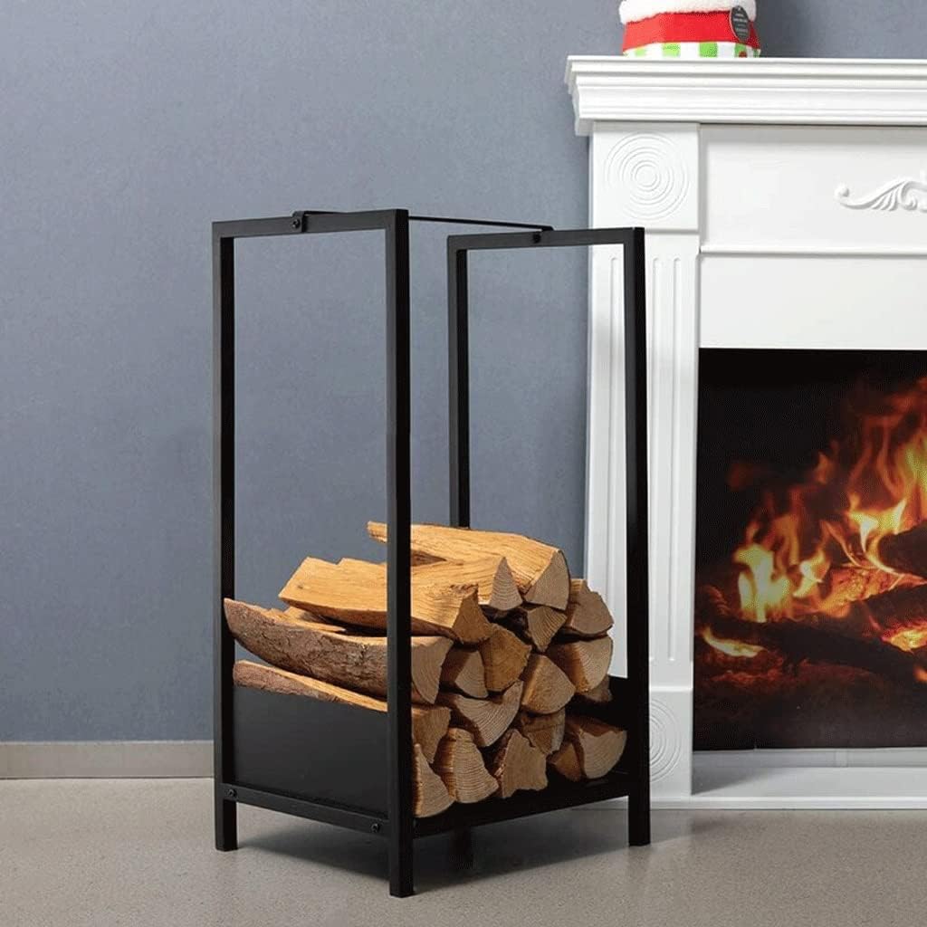Outdoor Fireplace Firewood Rack Log Store Firewood Rack Heavy Duty Steel Firewood Holder for Outdoor Black Metal Coated Log Store for Indoor Fireplace Tools