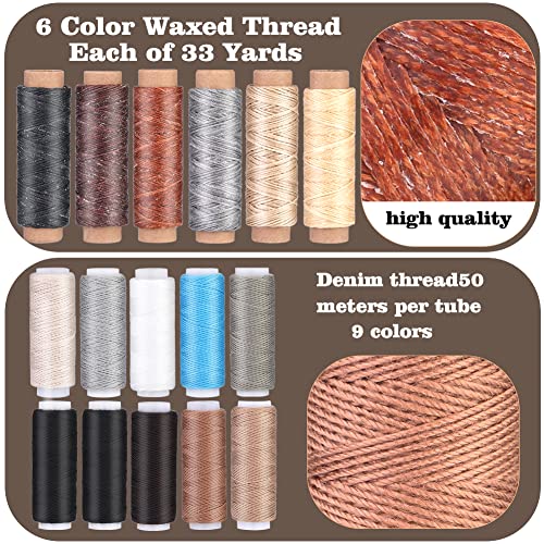 Upholstery Repair Sewing Kit, Heavy Duty Sewing Kit With Leather Sewing Needles, Curved Needles, Upholstery Thread, Sewing Awl, Seam Ripper, Leather Sewing Kit For Tent, Sofa, Canvas, Shoes, Carpet #TOP3