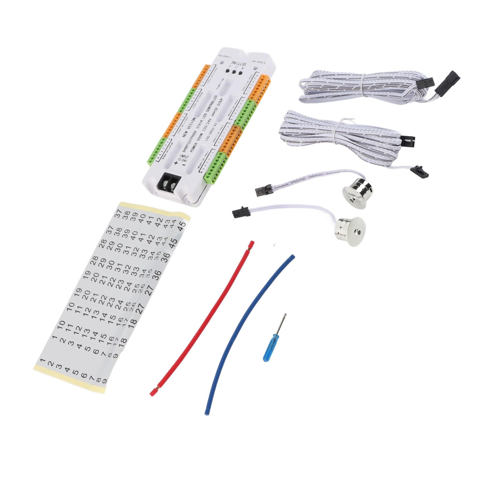 Bewinner Controlador de Luz de Escalera LED con Sensor de Movimiento, Controlador de Luz de Escalera en Cascada Automático Inteligente, Nivel de 4 Velocidades Ajustable para Iluminación