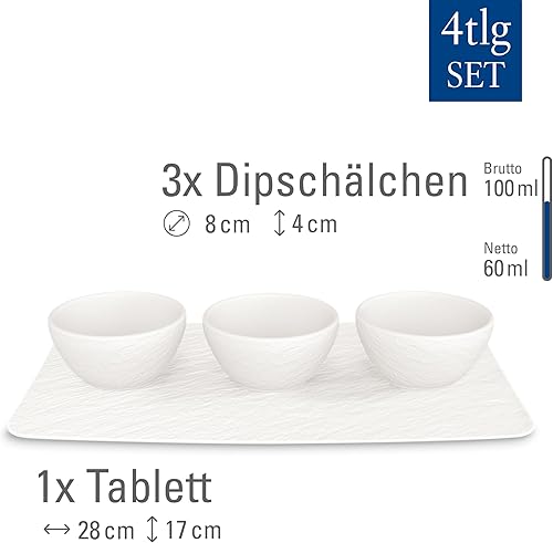Miniatura 3 de Villeroy & Boch Manufacture Rock Blanc - Cuencos para salsas y comida para dedos, porcelana premium, aptos para lavavajillas, blanco, pequeño, juego