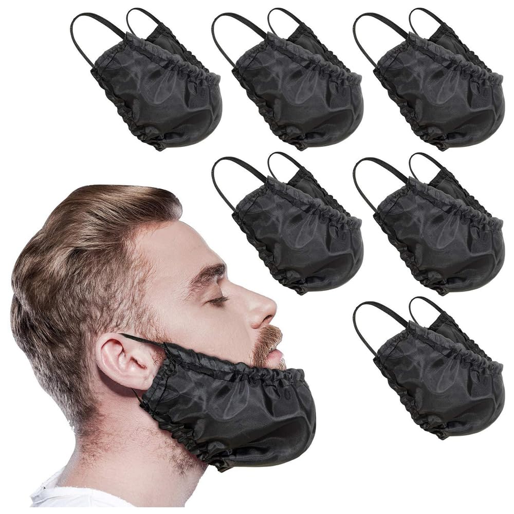 5 Pieces Beard Caps Mask Beard Bonnet, Extra Large Size Cloth Face Mask for Men Facial Hair, Men Beard Bib Black Beard Covers Beard Protector Beard Bib Guard Bandana, Reusable and Washable
