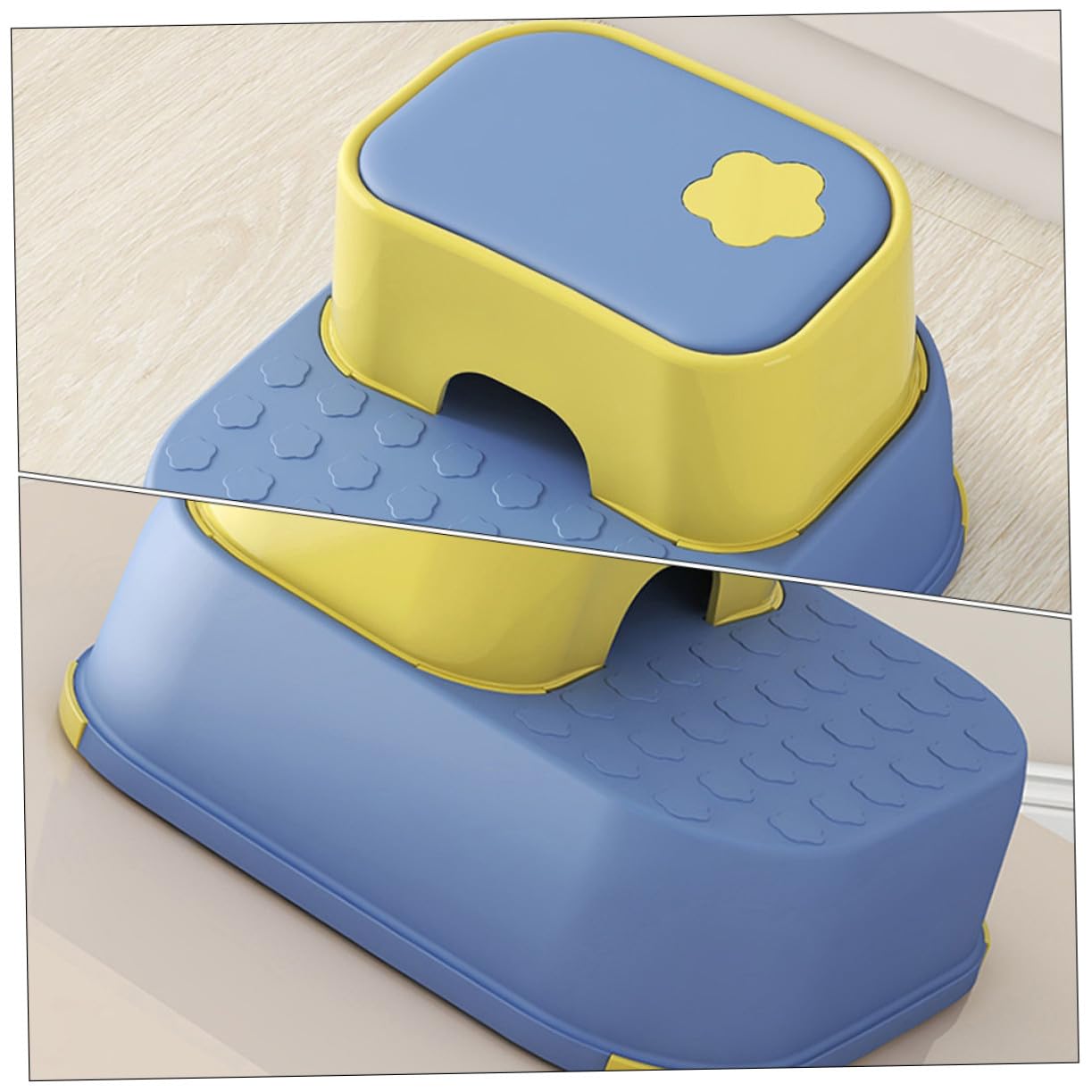 Taburete Escalón para Niños Pequeño de Material PP Resistente, Superficie Redonda Antideslizante, Ligero y Práctico Adecuado para Baño y Cambio de Zapatos