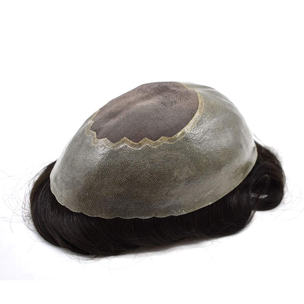 NEWNESS Hair Men Toupee Mens Hair System Brazilian Human Hair Wig For Males Natural Remy Hair Replacement(TS-3)