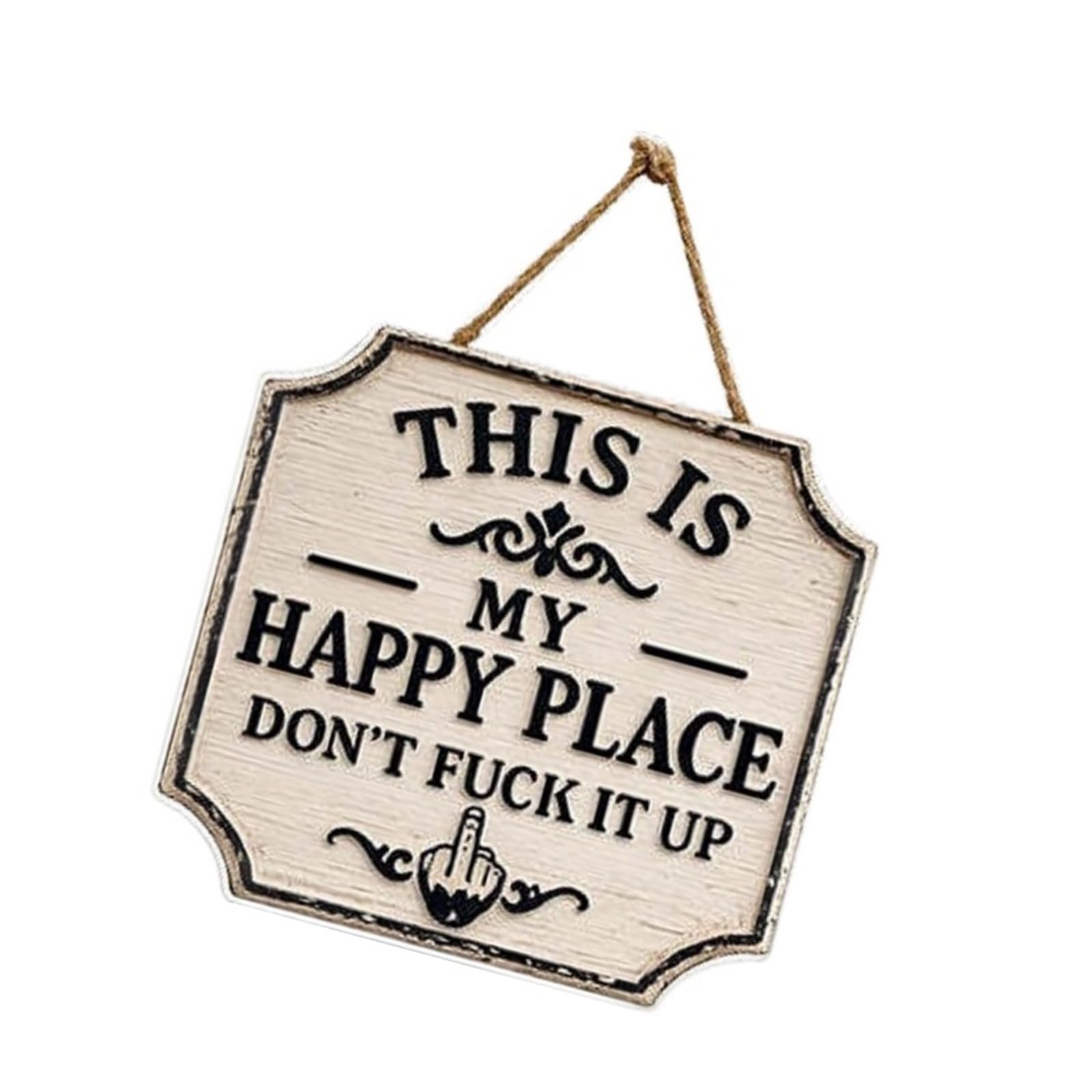 LXJLXD This Is My Happy Place Do Not Fucks It Up Decors Funny Garden Metal Sign Welcome for Home Garden Coffee Wall Decors Welcome for Door