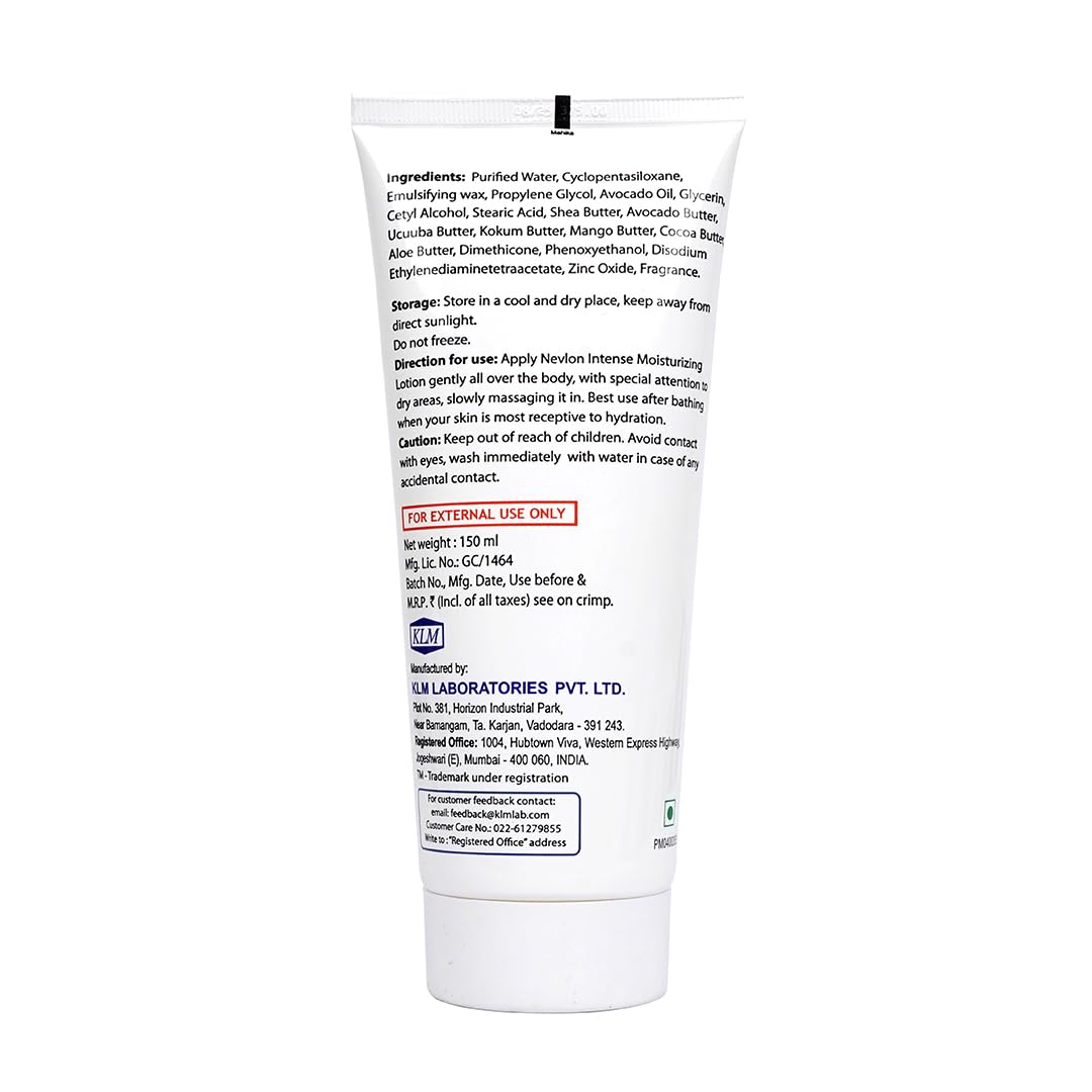 KLM Nevlon Intense Moisturizing Lotion, 150ml | Unique Blend of 7 Butters, Extended Hydration | Suitable for All Skin Types