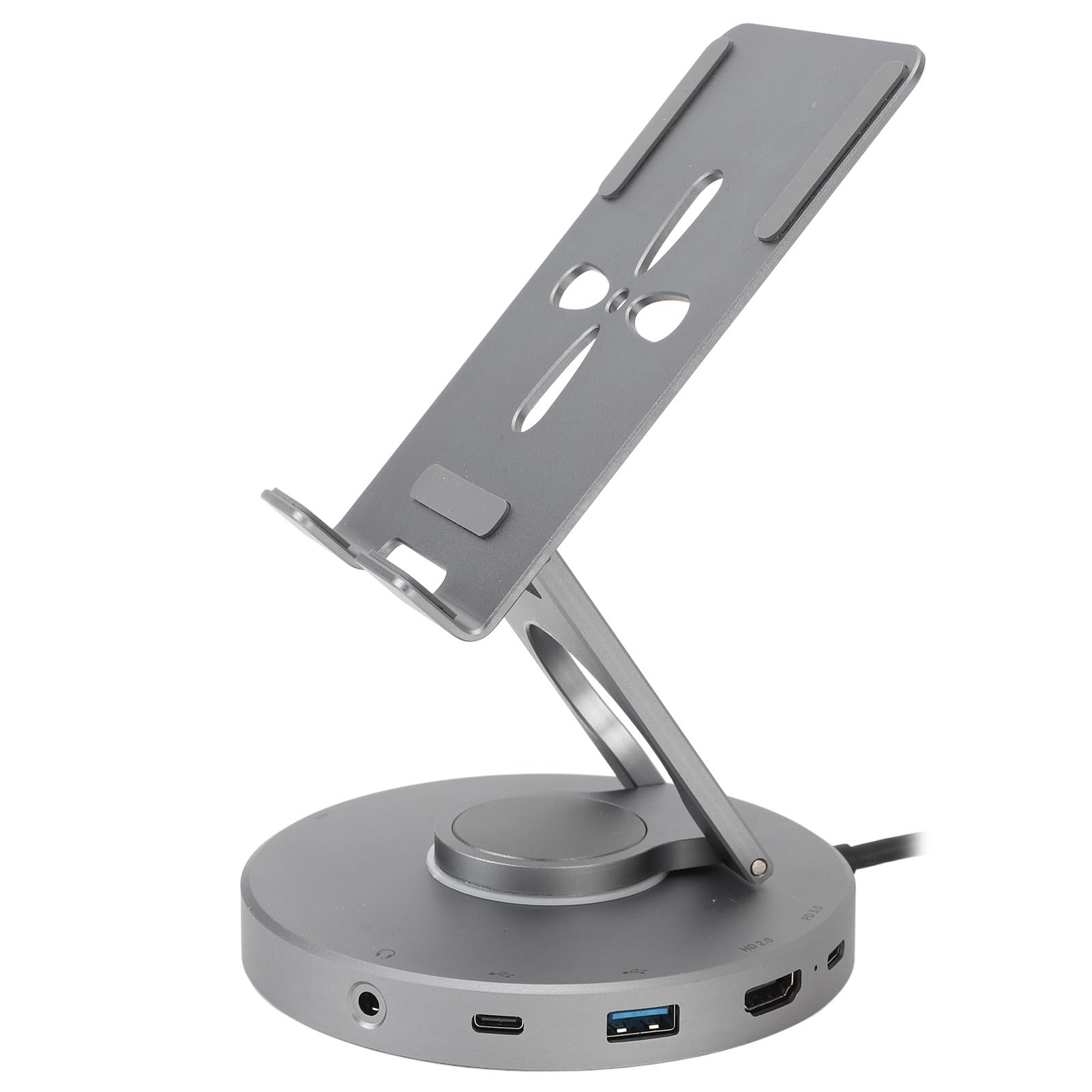 Sorandy Soporte para Tableta con Concentrador USB C, Concentrador USB 3,0 C Giratorio de 360°, Soporte Giratorio con Transferencia de Alta Velocidad, Ideal para Ordenadores Portátiles, Tabletas y