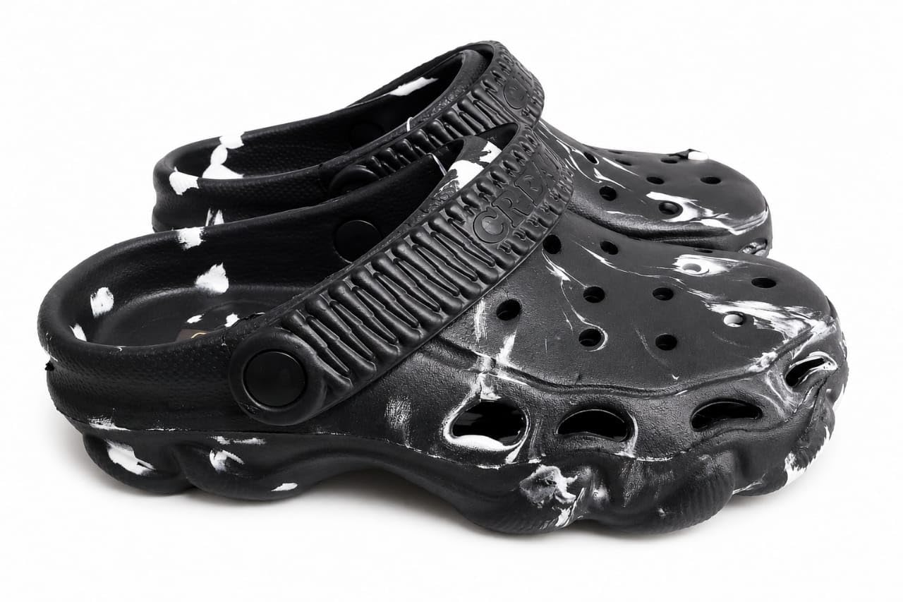 Dasevo Marble Print Clog Sandals, Black and White-image-23
