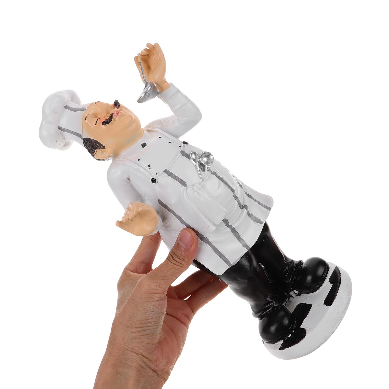 SHINEOFI Chef Figura Cartone Animato Divertente e Stabile Bianco Stile Europeo in Resina Statuetta per Decorazione Cucina e Casa per Tavolo