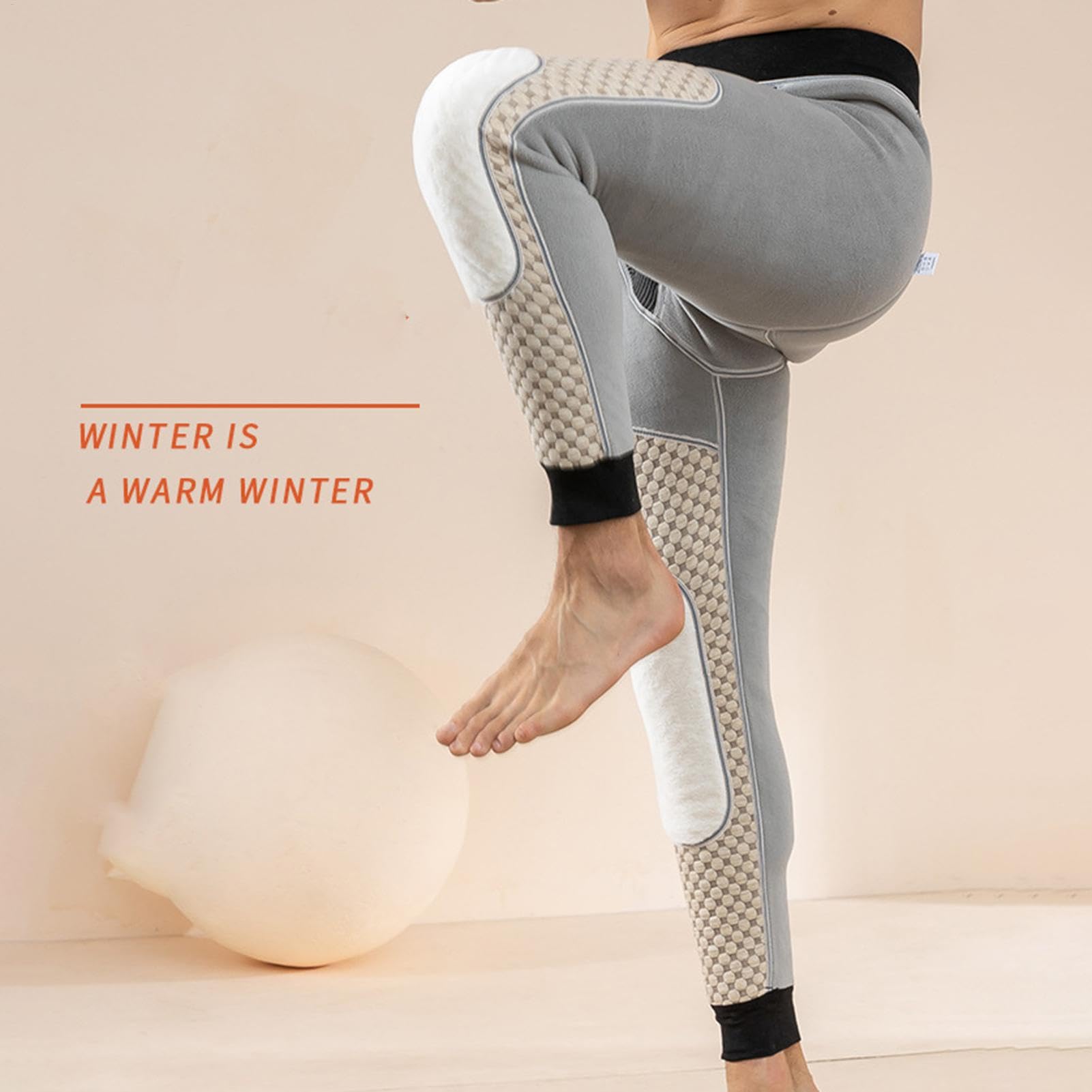 Genérico Collant con fodera in pile, pantaloni termici da uomo, leggings lunghi riscaldati in grafene, leggings caldi, pantaloni spessi, collant a vita alta per l'inverno