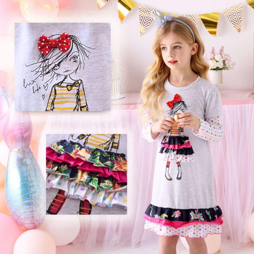 Image of VIKITA 2017 Girls Embroidery Cotton Long Sleeve Flower Dresses LH5460 for 1-8 Years ?-