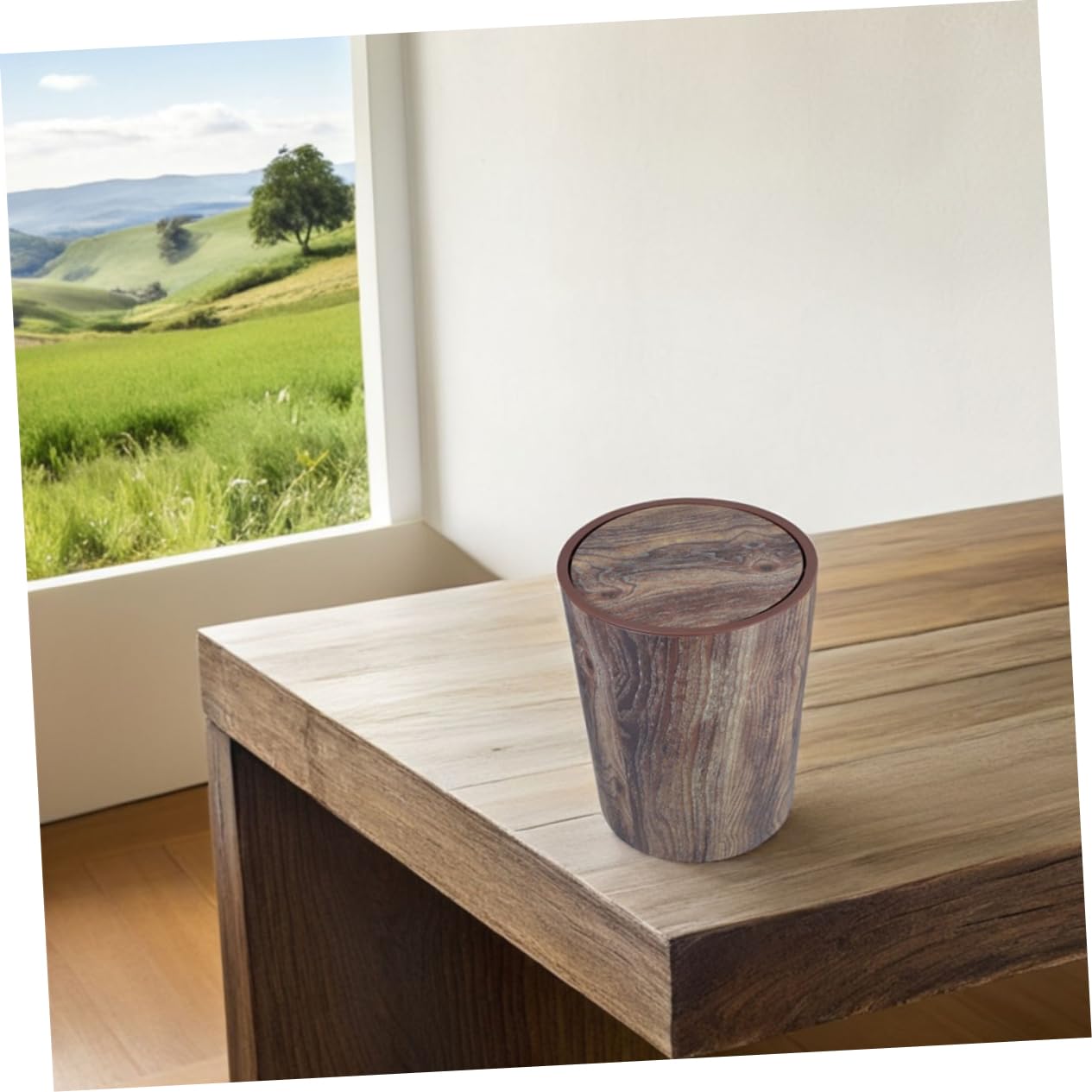 Garneck Cestino per Spazzatura in Stile Fattoria Cestino per Carta Straccia in Plastica Pp Grande Capacità Venatura del Legno per Casa Cucina Ufficio Bagno Camera da Letto