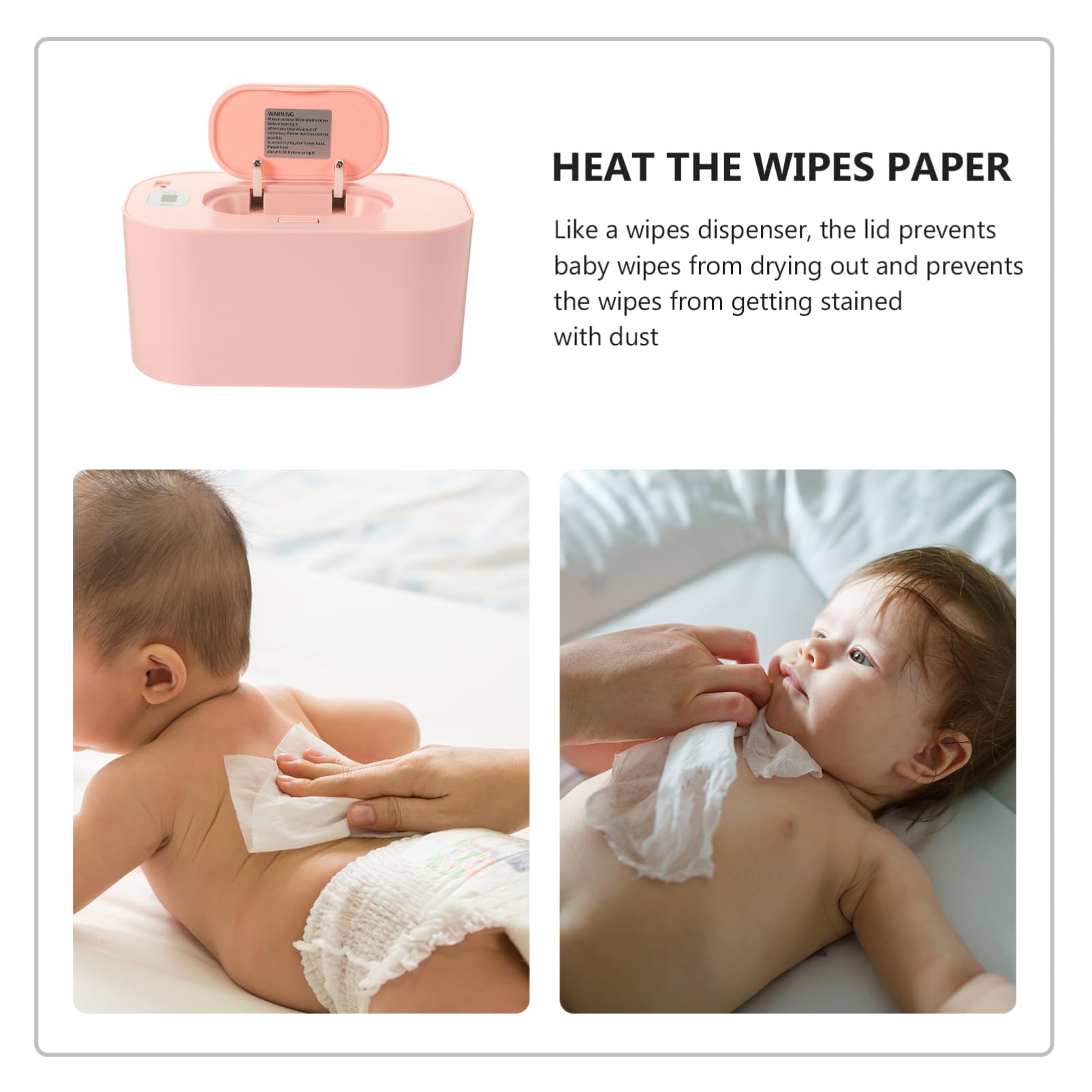 1 Ensemble Chauffe Lingette Humide Lingette Chauffante Portable Chauffage Lingettes Petit Échauffement Chauffe-lingette Pour Bébé Chauffe Lingette Usb Polypropylène (pp) Rose