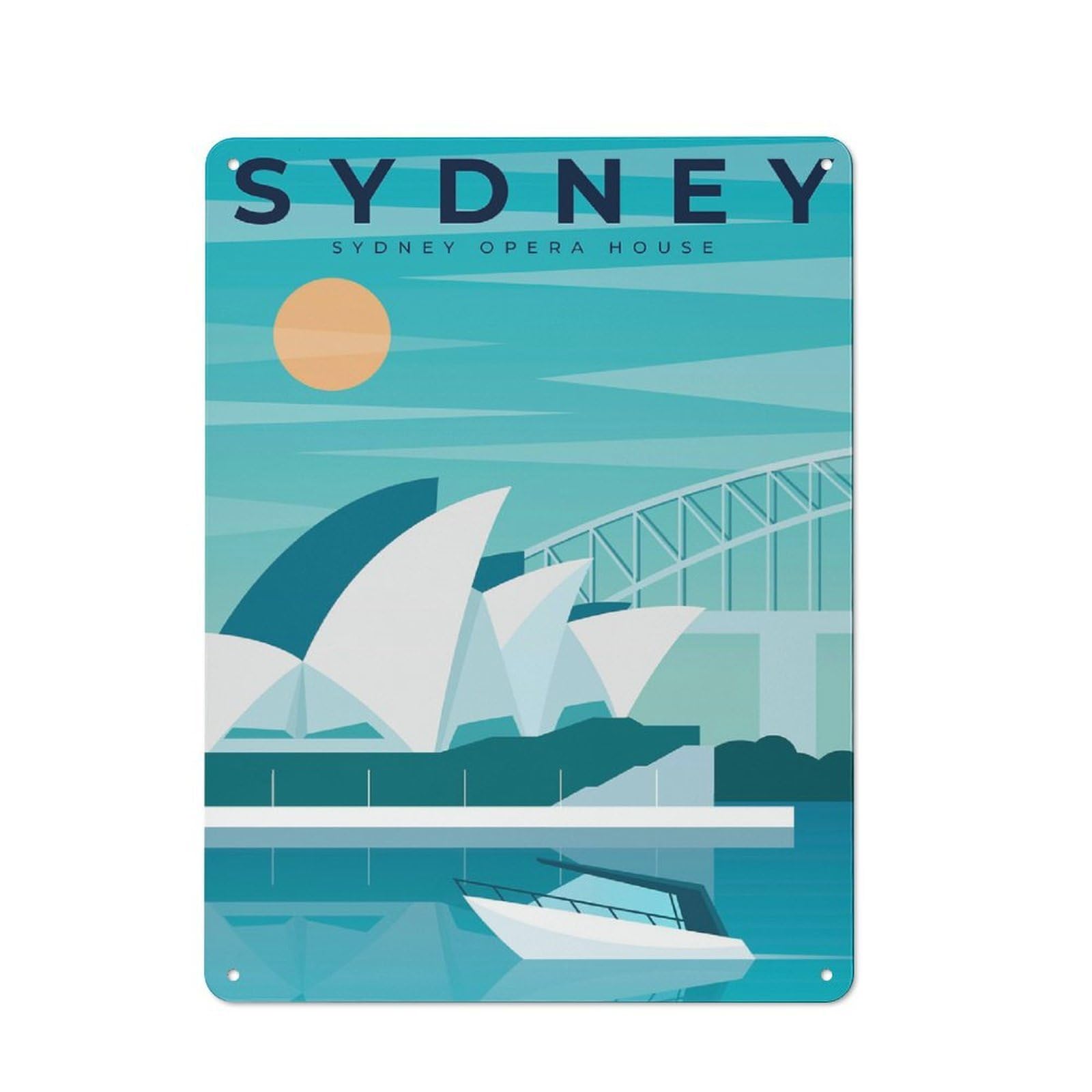 Sydney Metal Wall Sign 40x30cm, Clean Industrial Loft Wall Plaque for Workspace, Cafe, Hallway Or Garage