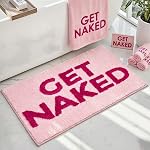 Get Naked Bath Mat Black Bath Rugs, Non Slip Absorbent Washable Microfiber Black Bath Mats for Bathroom Floor and Shower, 17" x 24"