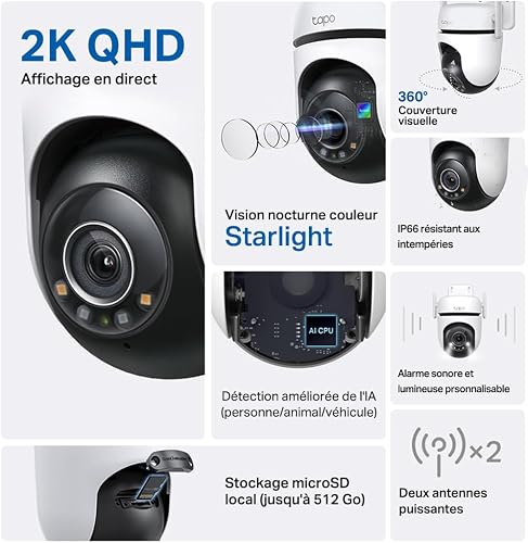 TP-Link Tapo Outdoor PTZ 4MP C520WS WiFi Surveillance Camera, Starlight Color Night Vision, Person Detection and Motion Tracking, IP66 Waterproof, Audible Alarm Customizable - 2