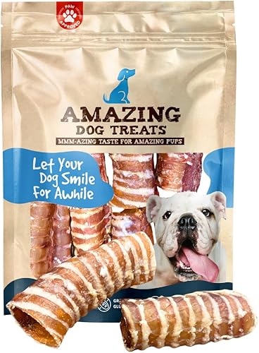 Amazing Dog Treats 3 4 pulgadas traquea de ternera (12 unidades 9.5 oz) masticables premium para perros ideal para razas pequeñas, medianas y