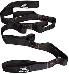 Fita de Alongamento Muvin - Faixa de Resistência Rígida - Não Elástica - 160cm Comprimento com 8 Alças de 15cm - Pilates - Yoga - Ginástica - Fisioterapia - Reabilitação - Treino em Casa - Fitness
