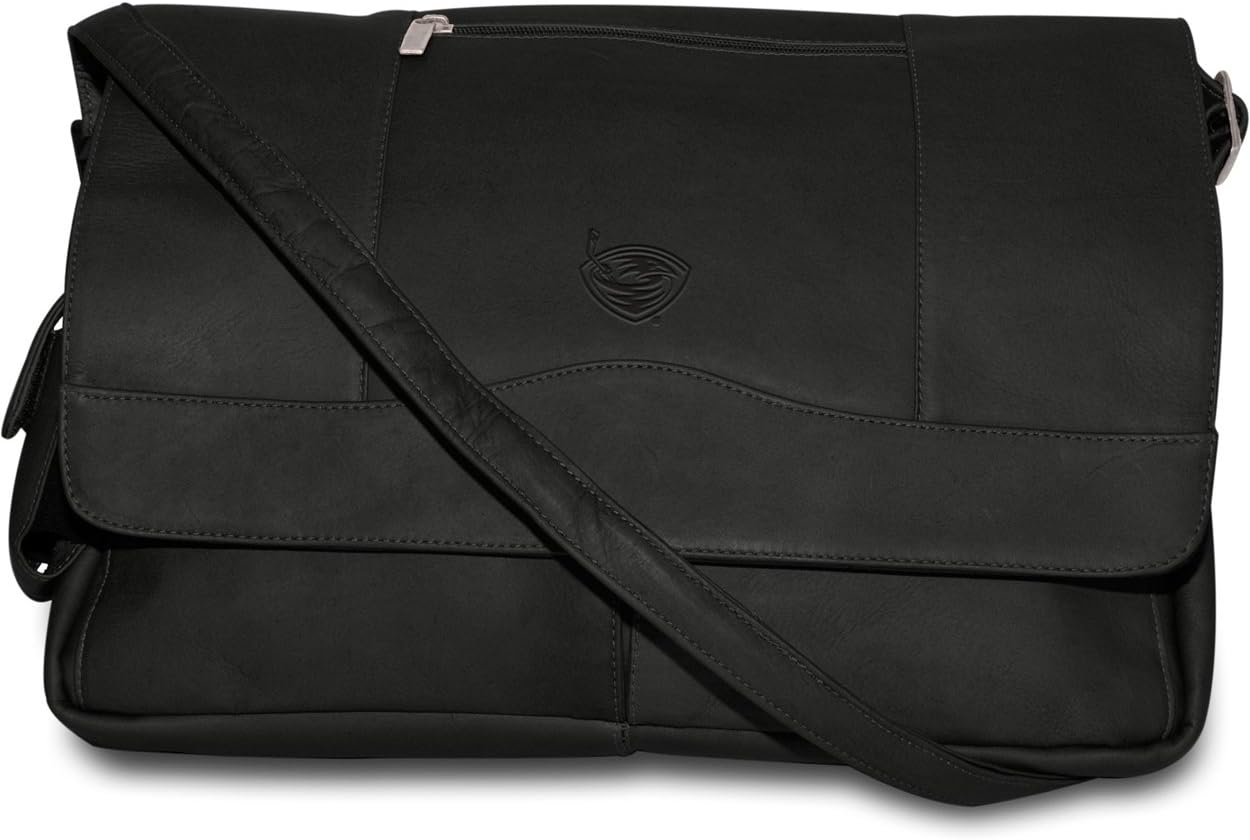 NHL Atlanta Thrashers Pangea Black Leather Laptop Messenger Bag
