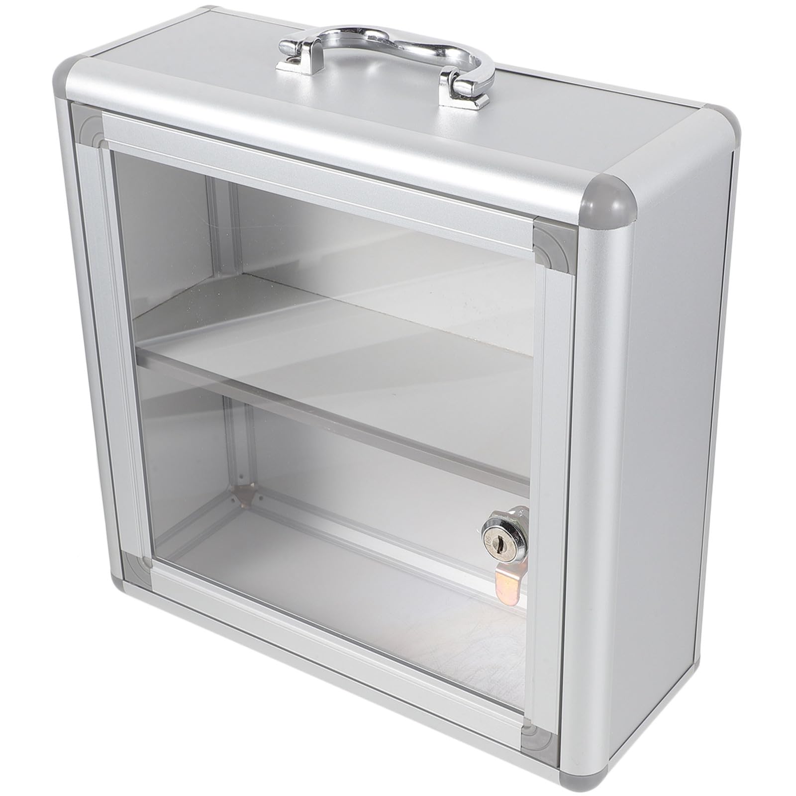 Cabilock Botiquín de Primeros Auxilios de Pared Diseño Jerárquico y Cierre de Seguridad, Gran Capacidad, Material de Aleación y Acrílico para Uso en Hogar y Oficina