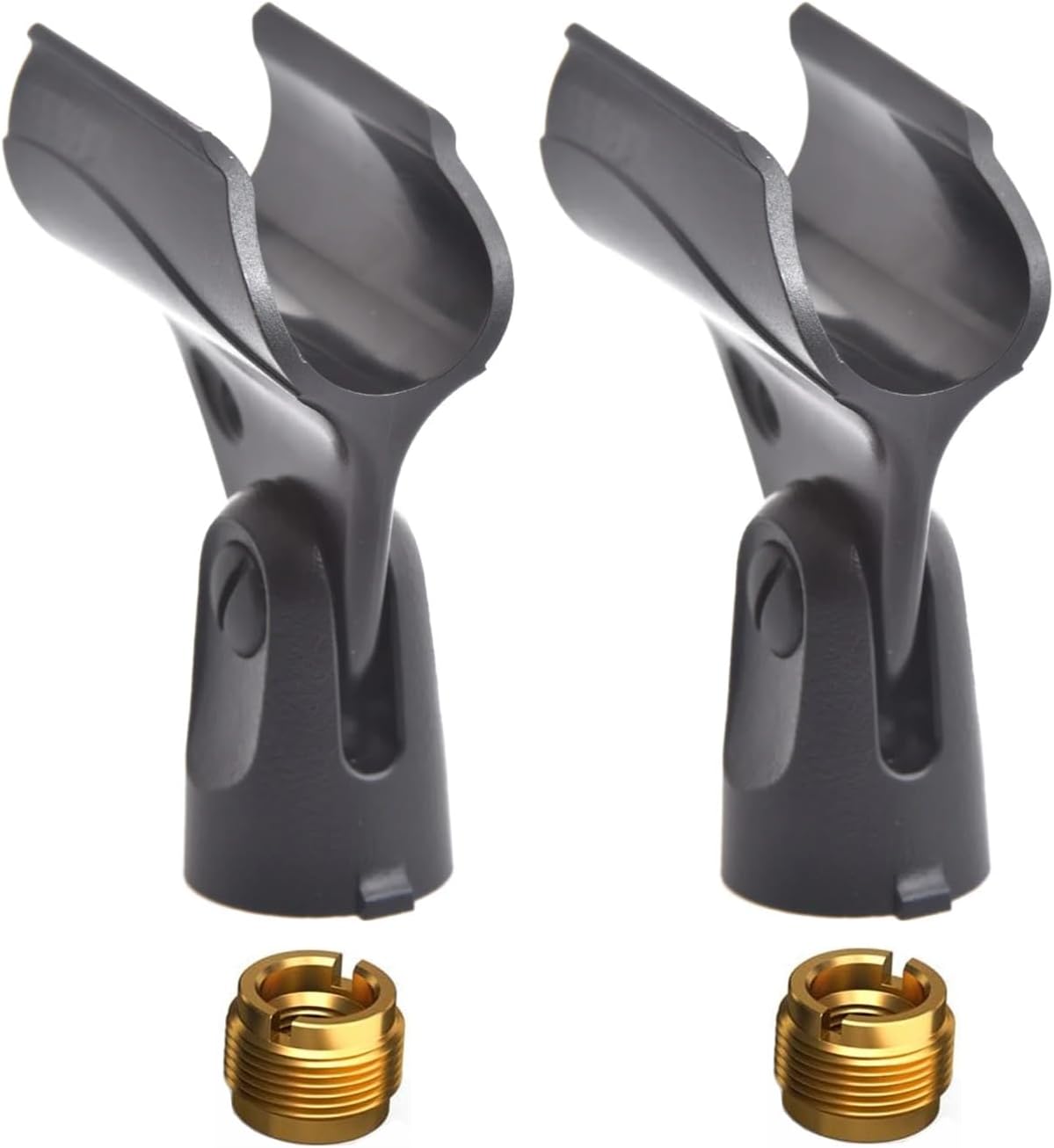 A25D Microphone Clips Clamp Holder Replacement for Shure SM58 Professional XLR Dynamic Vocal Microphone – Cardioid Mic for Live Performance with 5/8" Male to 3/8" Female Screw Adapter, 2 Pack