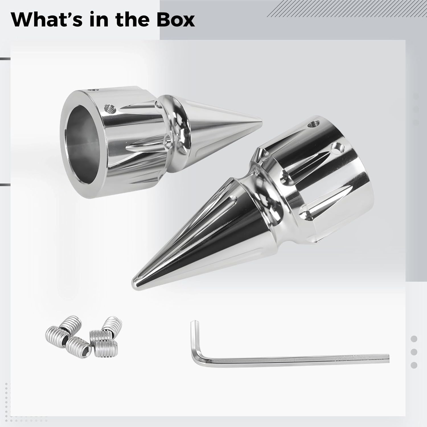 Chrome Bullet Spike Motorcycle Axle Covers, Cnc Aluminum Front End Caps, 3.54 In Universal Fit Left And Right With Screws And Wrench