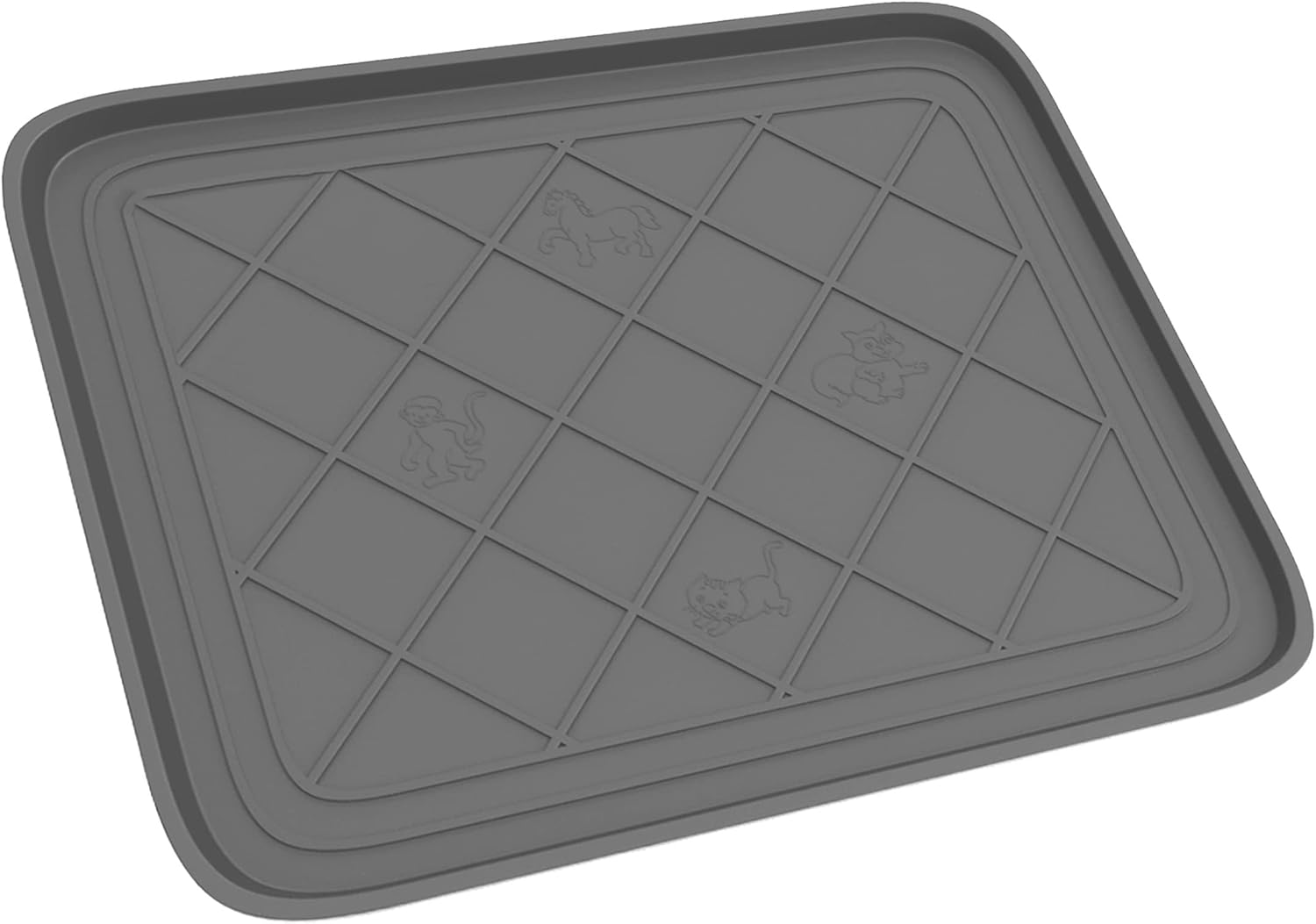 Stalwart All Weather Boot Tray - Small Water Resistant Plastic Utility Shoe Mat for Indoor and Outdoor Use in All Seasons (Grey)