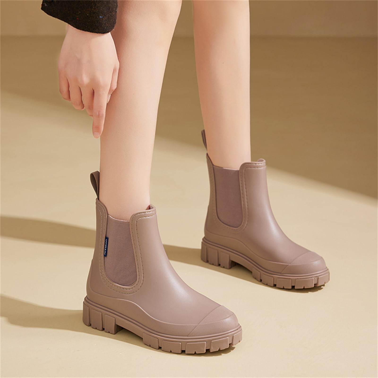 AONEGOLD Lluvia Botines Impermeables Botas Mujer Antideslizante Tobillo Boots Botines de Caucho Moda Jardín Trabajo