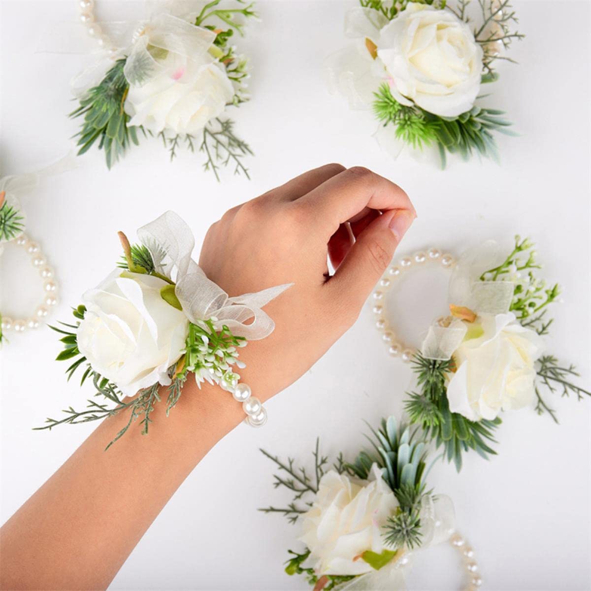 PATIKIL Corsage di Fiori Polso Damigella d'Onore Rosa