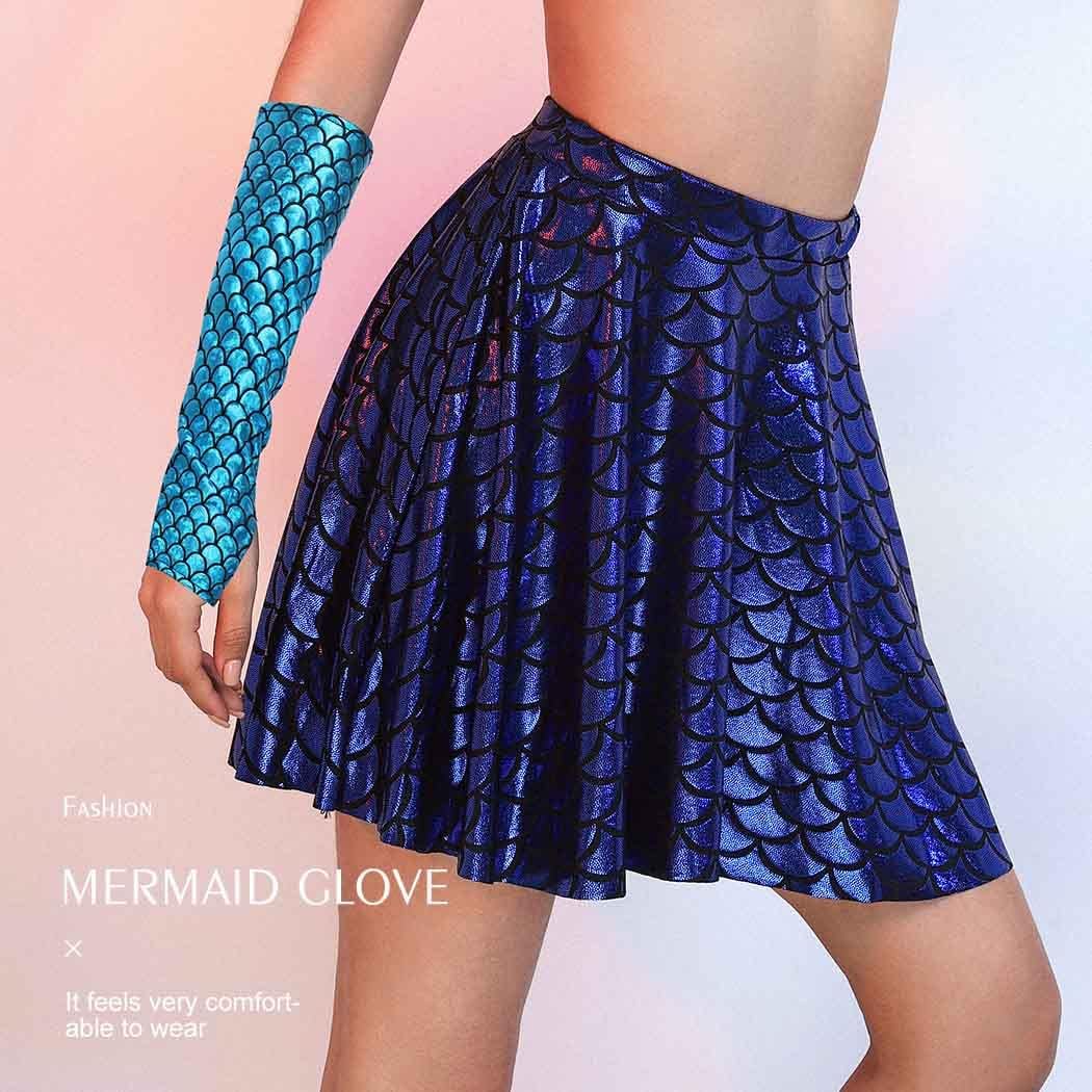 Green Mermaid Glove Fish Scale Arm Sleeve Party Gloves Costume Accessories for Women - Image 4